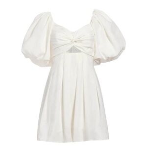ASTR White Puff-Sleeve Mini Dress small, NWT